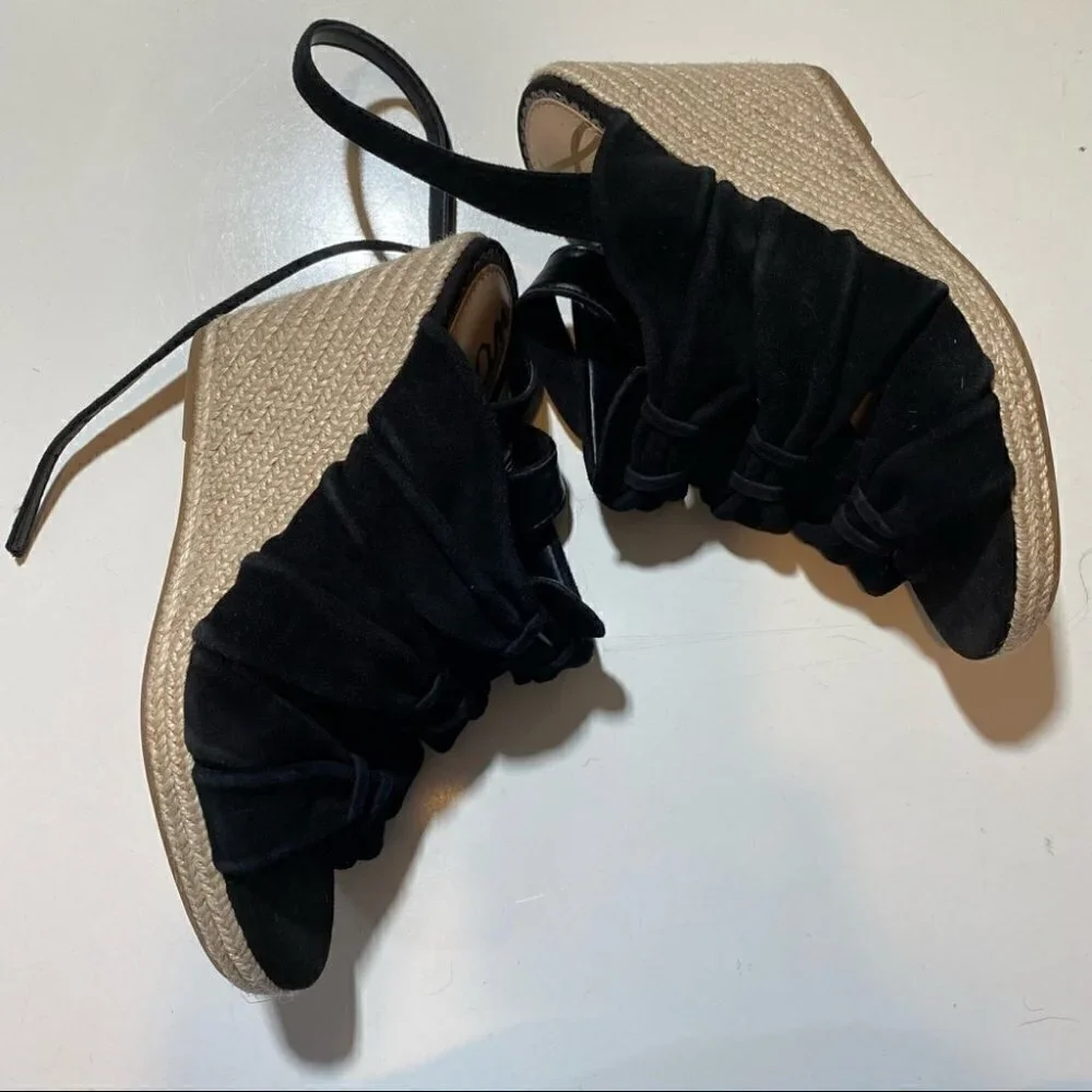 Sam Edelman Black Awan Wedge Espadrille Sandals